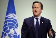 Britain's Prime Minister David Cameron delivers a speech during the opening session of the World Climate Change Conference 2015 (COP21) at Le Bourget, near Paris, France, November 30, 2015. REUTERS/Stephane Mahe