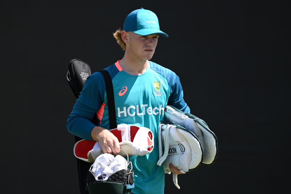 ANTIGUA, ANTIGUA AND BARBUDA - JUNE 10: Jake Fraser-McGurk of Australia during a net session as part of the ICC Men's T20 Cricket World Cup West Indies & USA 2024 at Sir Vivian Richards Stadium on June 10, 2024 in Antigua, Antigua and Barbuda. (Photo by Gareth Copley/Getty Images)