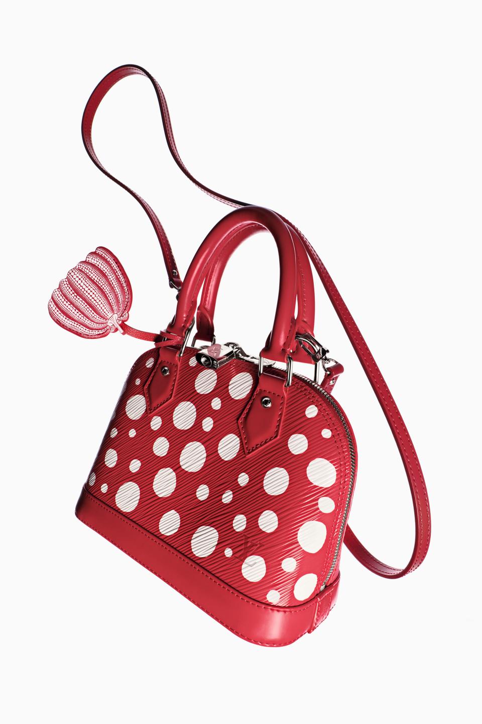 Louis Vuitton x Yayoi Kusama in Alma BB in red monogram with infinite dots. (PHOTO: Louis Vuitton)