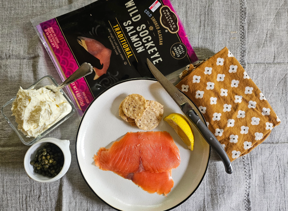 private selection salmon on a plate with fixings 