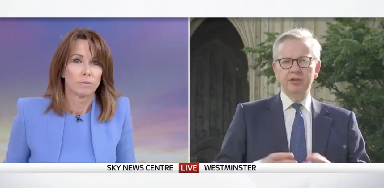 Michael Gove said on Sky News on Monday that 'you could drive at that time in order to take exercise'. (Sky News)