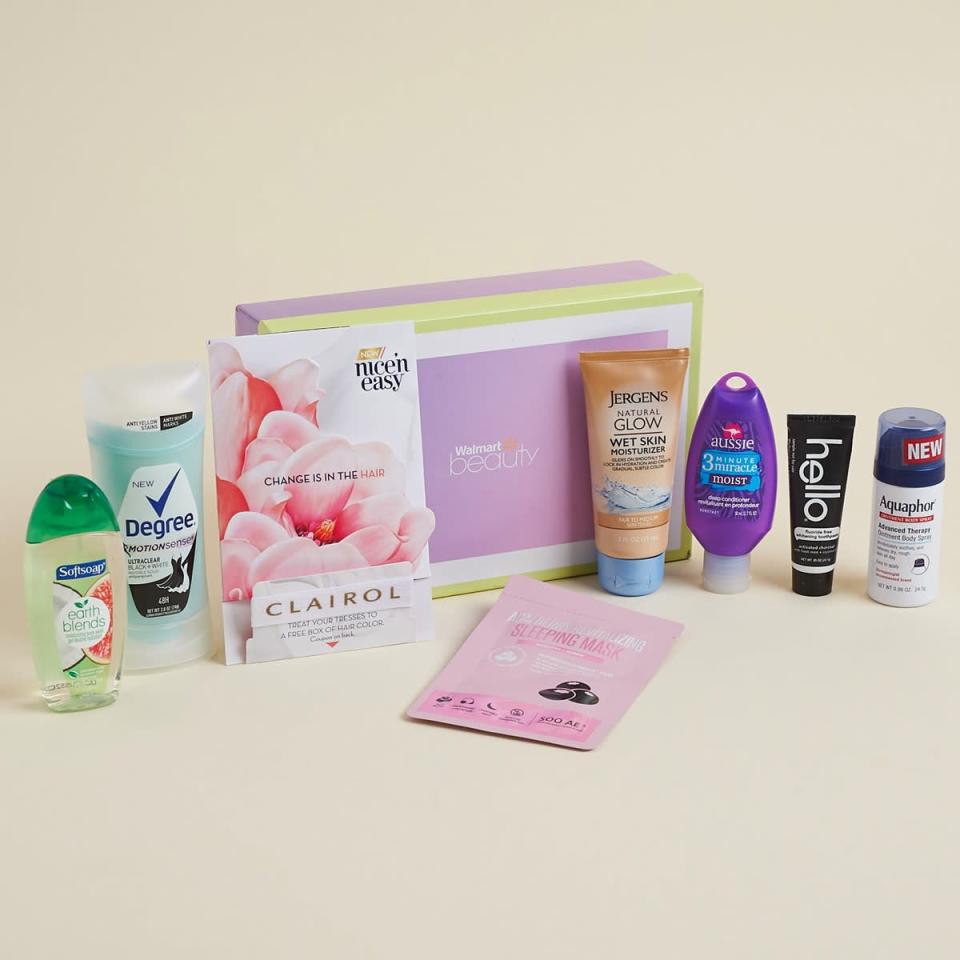 This beauty box is a major deal. You just pay the cost of shipping, and the quarterly box arrives with all kinds of beauty and hair samples for the season. $7, Walmart. <a href="https://beautybox.walmart.com/" rel="nofollow noopener" target="_blank" data-ylk="slk:Get it now!" class="link ">Get it now!</a>