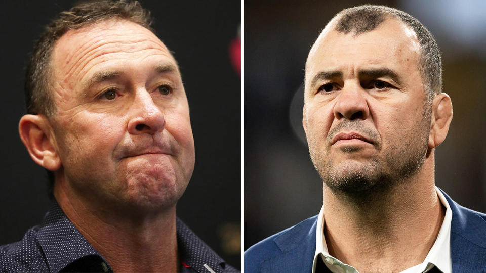 Michael Cheika (pictured right) was baffled at England's invitation to invite NRL coach Ricky Stuart (pictured left) to camp.(Getty Images)