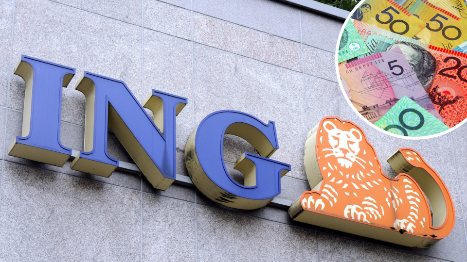 A composite image of an ING logo and Australia cash.