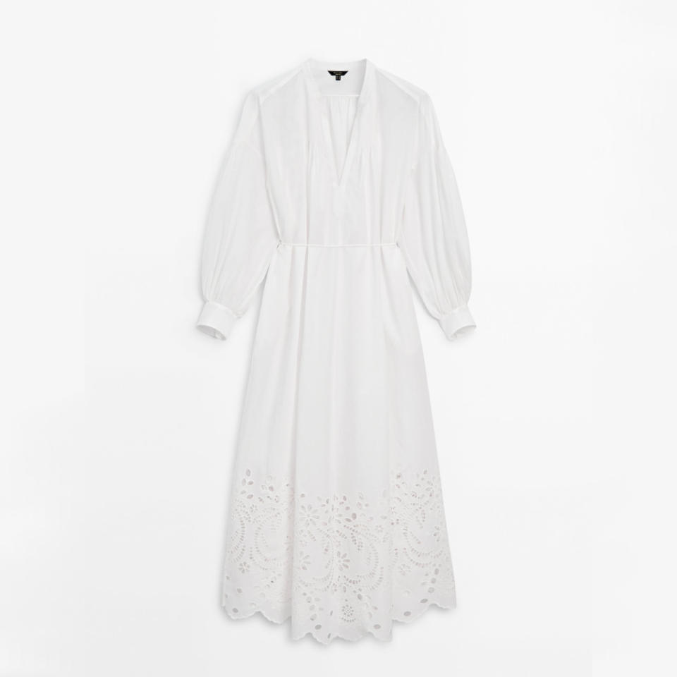 Robe en coton avec broderie Massimo Dutti