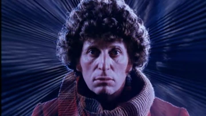 Tom Baker as the Fourth Doctor in the opening credits of classic Doctor Who