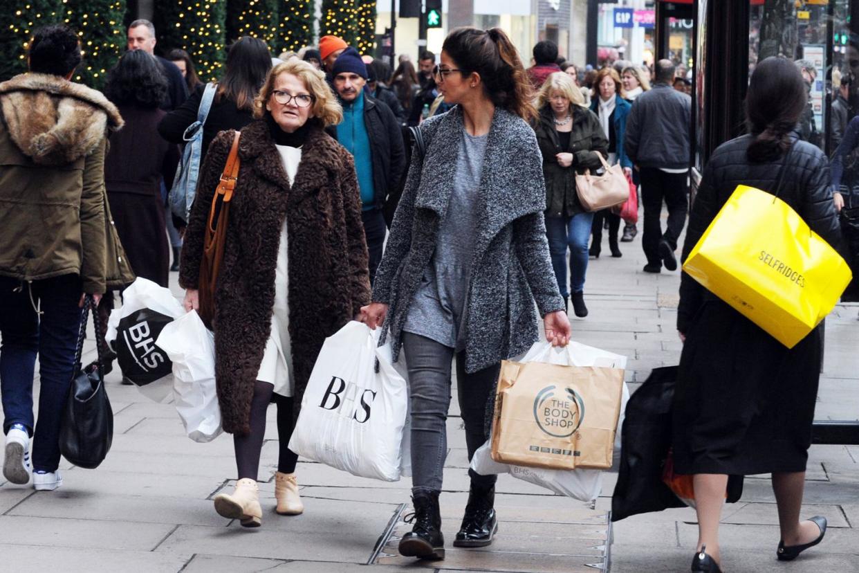 Squeeze: shoppers on Oxford Street: Mark Large/Daily Mail