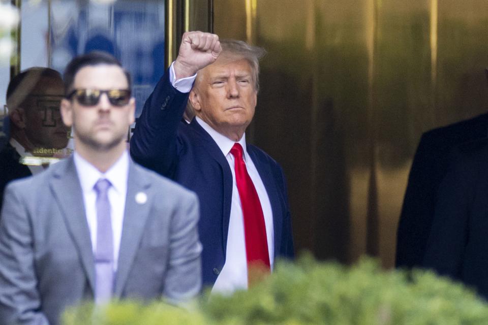 Former President Donald Trump leaves Trump Tower in New York for Manhattan Criminal Court.