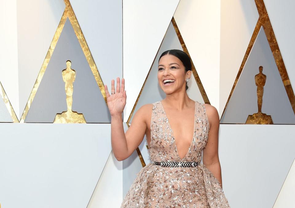 Gina Rodriguez Came To Slay In This Rose Gold Gown