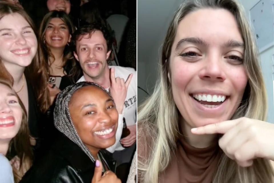 <p>sb.reads/TikTok, SamBrooksPhotos/TikTok</p> Luke poses for selfie with women at bachelor party (L), Luke