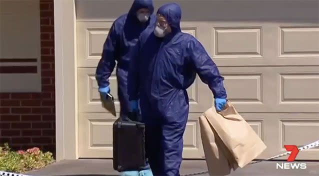 Forensic officers scoured the home on Friday. Source: 7 News