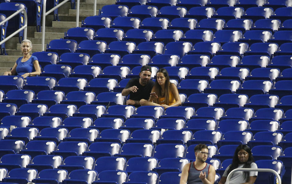 Less than 10,000 fans are attending games at Marlins Park this season. (AP)