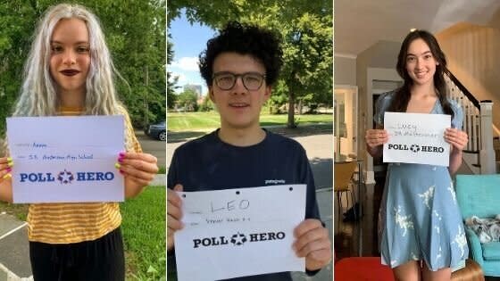 Poll Hero volunteers Anaya Tennant, Leo Kamin and Lucy Duckworth aren't old enough to vote, but they can help scout potential poll workers on social media. (Photo: Poll Hero)