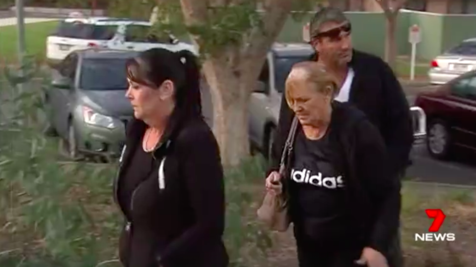 The alleged attacker’s mother rushes to be by her side. Source: 7 News