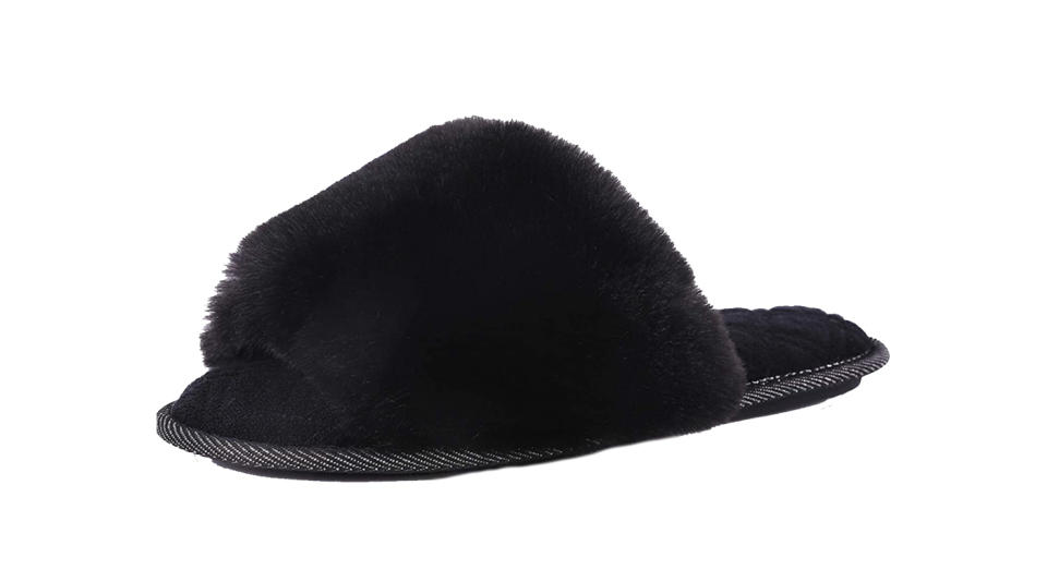 LongBay Ladies' Fluffy Faux Fur Open Toe Memory Foam House Slipper