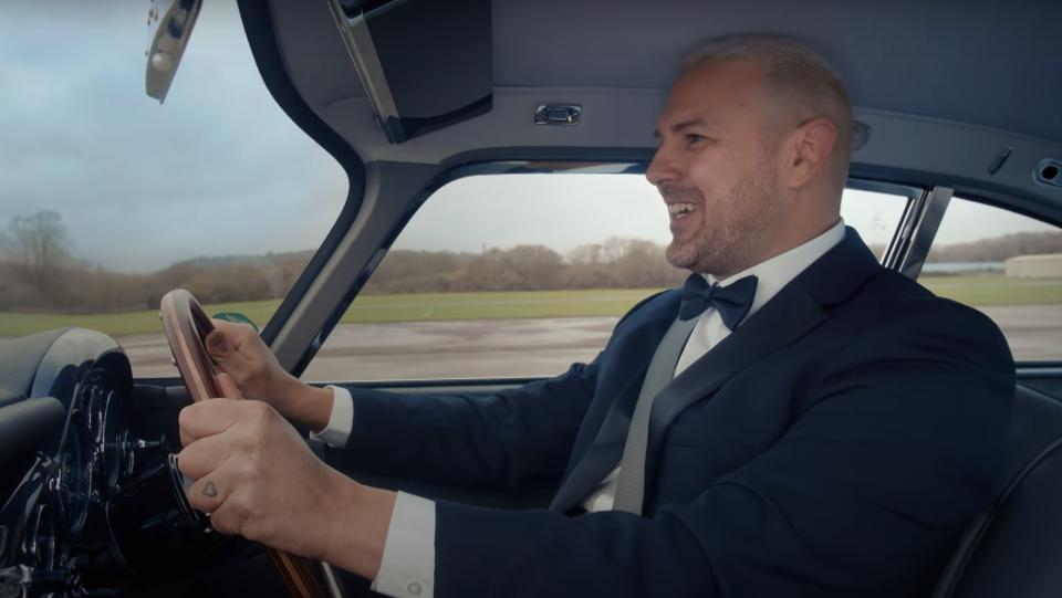 Paddy McGuinness drives in the Top Gear trailer. (BBC)