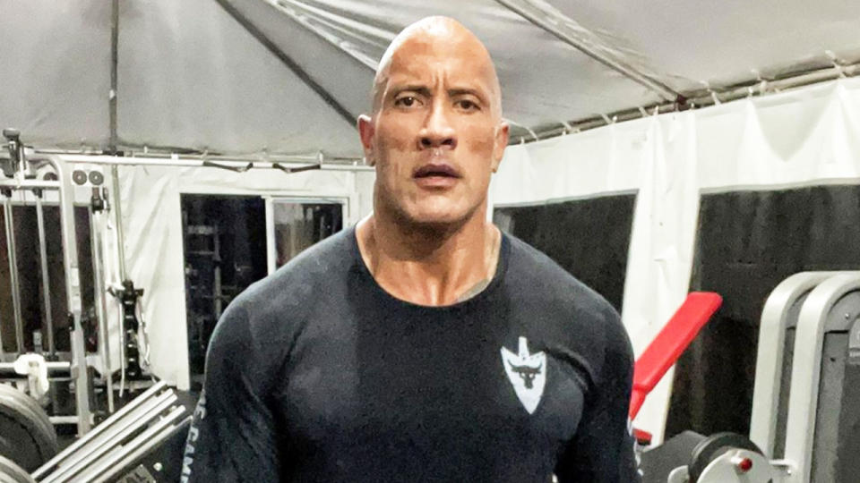 Dwayne, The Rock, Johnson (pictured) posing for a photo after working out.