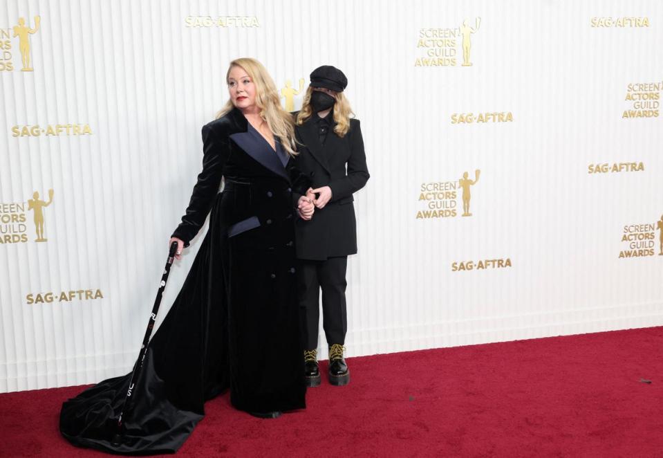 US actress Christina Applegate (left) arrives for the 29th Screen Actors Guild Awards (Reuters)