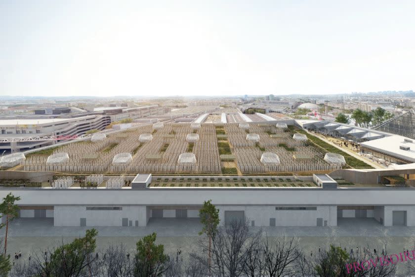 A new 150,000-square-foot urban farm in Paris&nbsp;has been billed as the largest rooftop farm in the world and is set to open in 2022. (Photo: Agripolis)