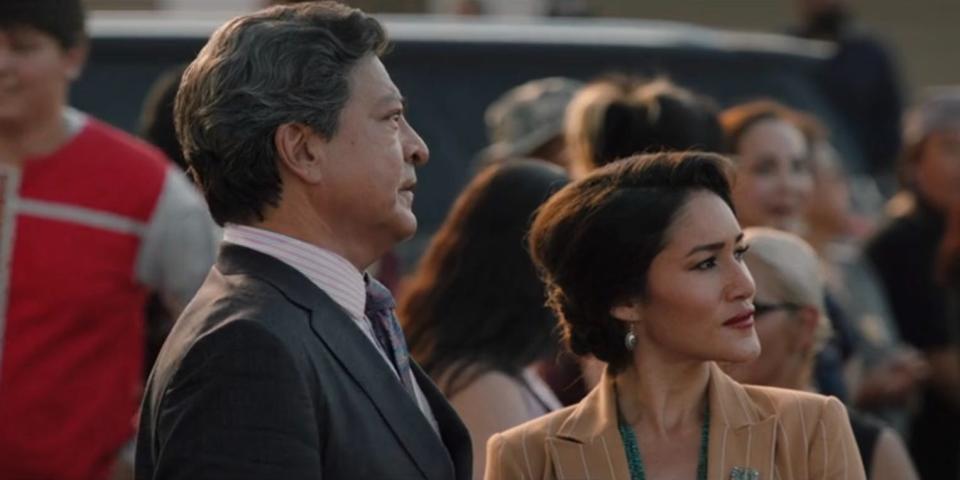 We've not seen much of Chief Thomas Rainwater (Gil Birmingham) and Angela Blue Thunder (Q'orianka Kilcher).