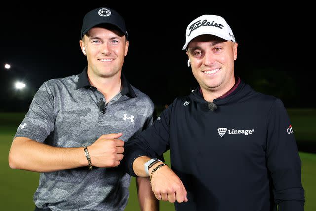 <p>Mike Ehrmann/Getty</p> Jordan Spieth and Justin Thomas