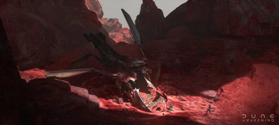 Dune Awakening concept art; rocky red planet