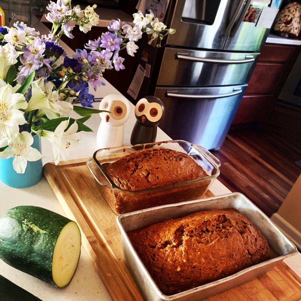 Loaves of zucchini bread (and part of a fresh squash) that Connie Schultz baked in 2020.