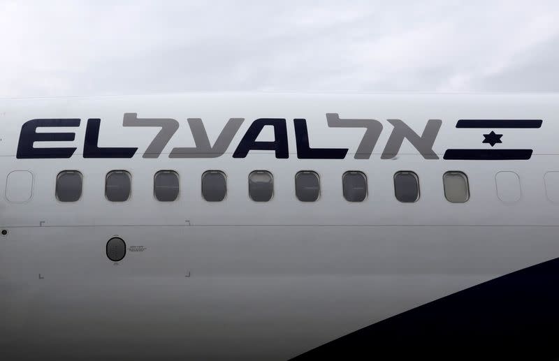 An Israel El Al airlines plane is seen after its landing following its inaugural flight between Tel Aviv and Nice at Nice international airport