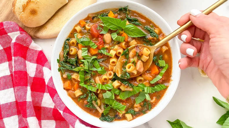 bowl of pasta e fagioli