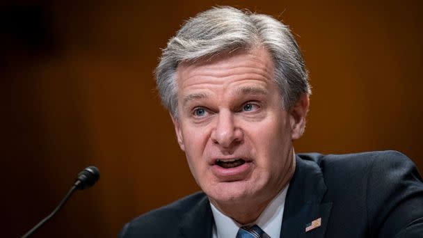 PHOTO: FBI Director Christopher Wray testifies during a Senate Appropriations Subcommittee on Commerce, Justice, Science, and Related Agencies hearing on Capitol Hill, May 10, 2023 in Washington, DC. (Drew Angerer/Getty Images, FILE)
