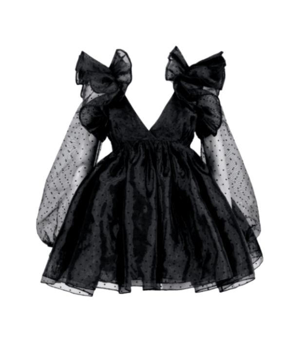 <p>Selkie The Polka Dot Sugarfrill Dress, $265, <a href="https://selkiecollection.com/products/the-sugarfrill-dress-in-black?_pos=2&_sid=d7a619c9c&_ss=r" rel="nofollow noopener" target="_blank" data-ylk="slk:available here;elm:context_link;itc:0;sec:content-canvas" class="link ">available here</a> (sizes XXS-5X).</p>