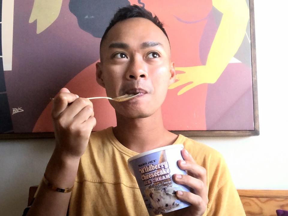 author eating ice cream