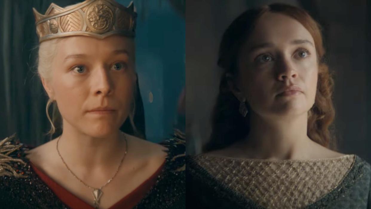  From left to right: Emma D'arcy in House of the Dragon and Olivia Cooke in House of the Dragon season 2 trailers. 