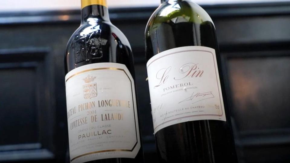 A bottle of the Chateau Le Pin Pomerol 2001 | BBC