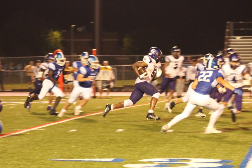 East Stroudsburg South's game at Pleasant Valley started late and was paused early due to lightning on Thursday, Sept. 7, 2023. The game will resume on Monday.