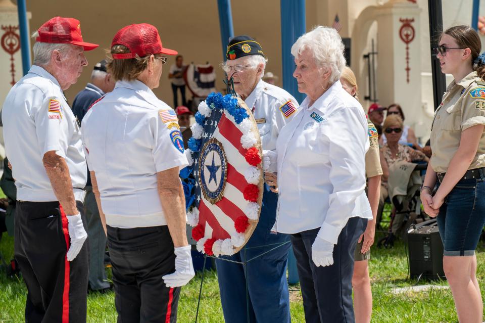 Memorial wreaths are presented at the 12th annual Memorial Day Service in Eustis on May 31, 2021. [Cindy Peterson/Correspondent]