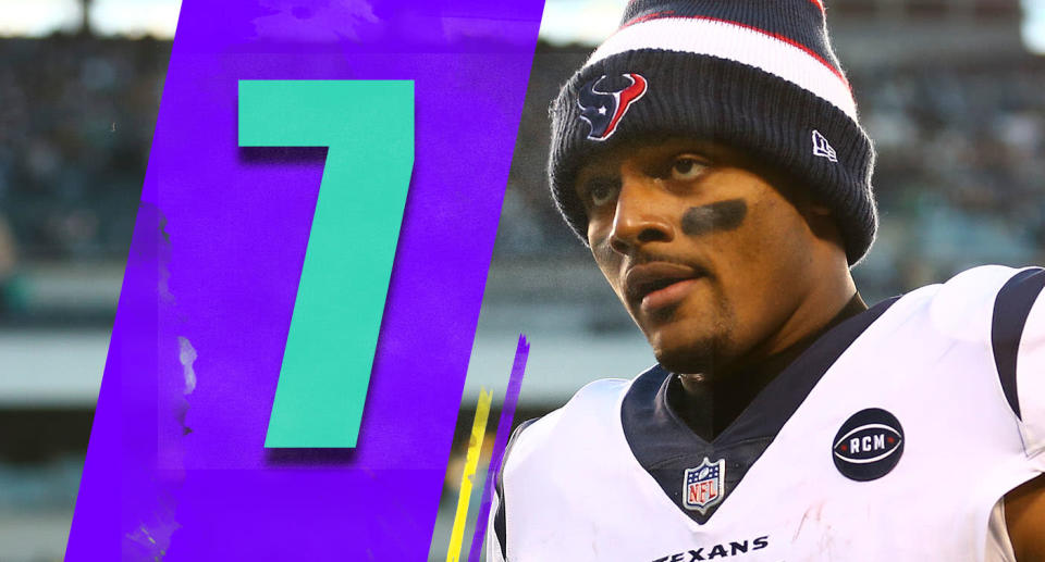 <p>If the Texans hadn’t given up a last-minute drive to the Eagles, we’d all be talking about Deshaun Watson’s great comeback that included a beautiful touchdown pass to take the lead. It’s still worth noting that Watson has gotten right back on a superstar track after a torn ACL. (Deshaun Watson) </p>