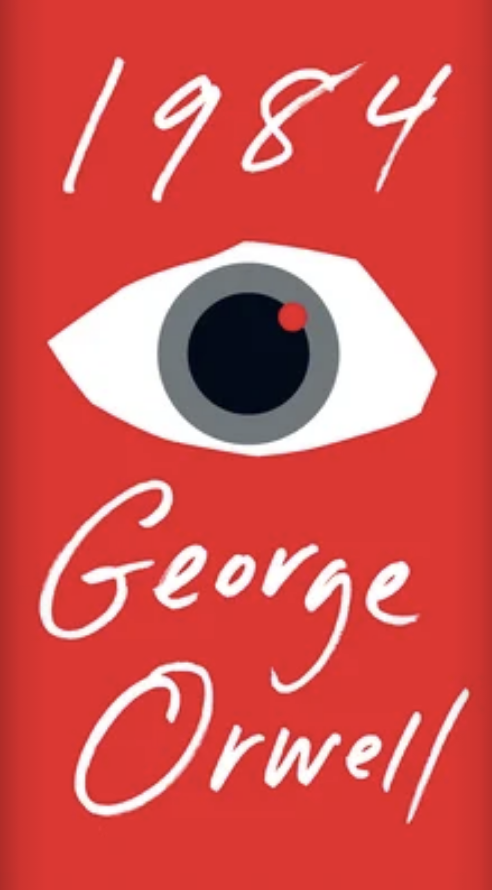 Book cover of George Orwell's 1984 featuring an eye motif above the author's name