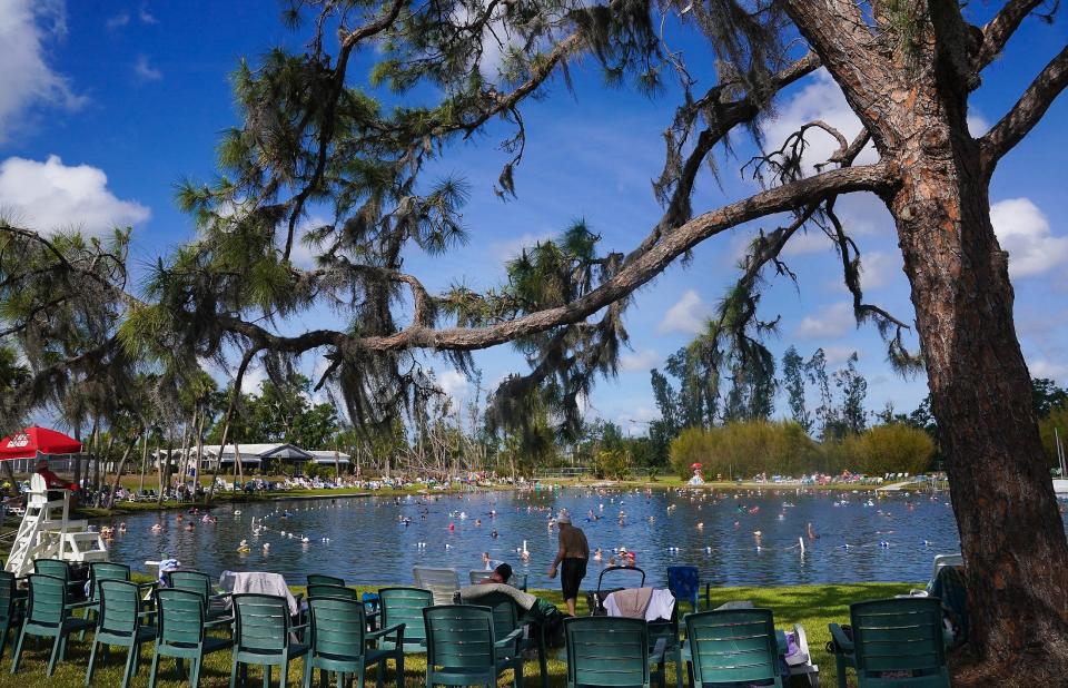 Visitors enjoy Warm Mineral Springs Park on Friday, the first day of its reopening after Hurricane Ian. In celebration and appreciation of the community’s patience during the park’s closure, the City Commission has approved free admission to the park for all attendees, regardless of residency, from April 7 - 11.