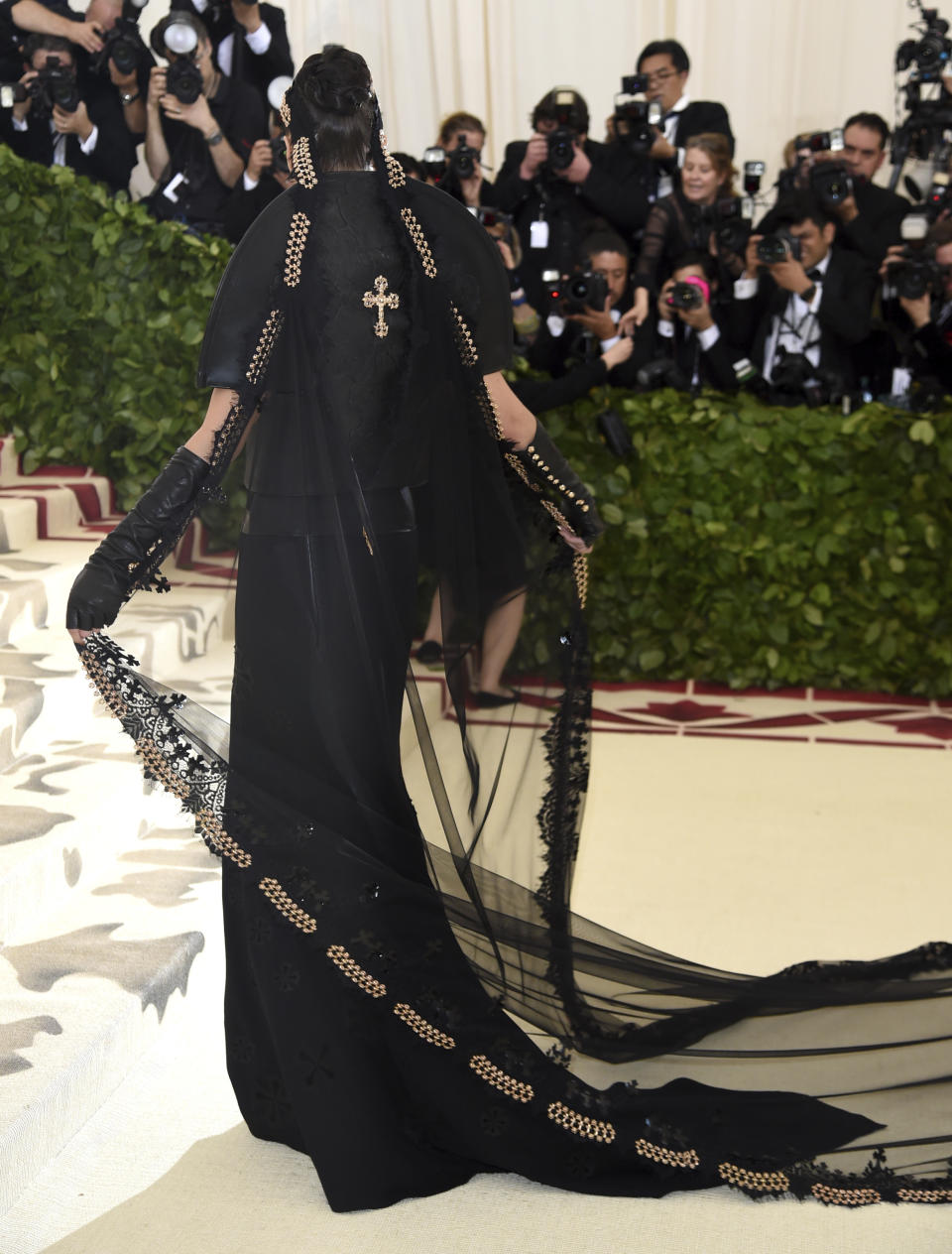 Bella Hadid attends The Metropolitan Museum of Art’s Costume Institute benefit gala celebrating the opening of the Heavenly Bodies: Fashion and the Catholic Imagination exhibition on Monday, May 7, 2018, in New York. (Photo by Evan Agostini/Invision/AP)