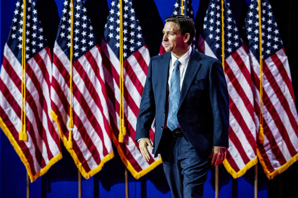 Republican presidential candidate Florida Gov. Ron DeSantis in Washington on June 23, 2023. (Michael Brochstein / Sipa USA via AP)