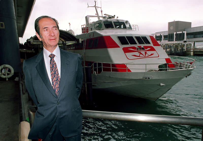 FILE PHOTO: Hong Kong tycoon Stanley Ho looks out from the Macau Ferry Terminal