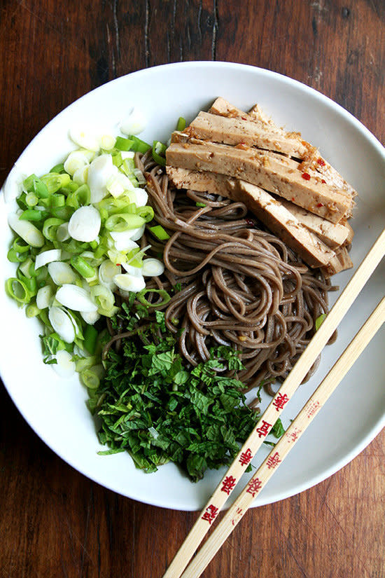 <strong>Get the <a href="http://www.alexandracooks.com/2013/05/15/soba-salad-with-marinated-tofu-mint-scallions/" target="_blank">Soba Salad with Marinated Tofu, Mint & Scallions</a> recipe from Alexandra Cooks</strong>