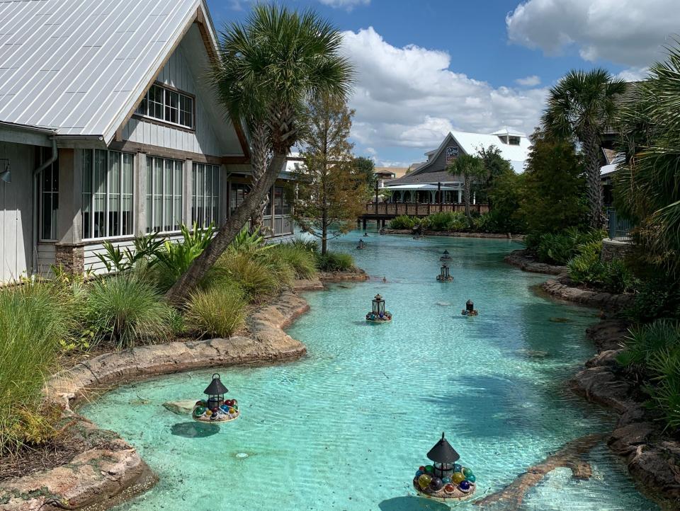 manmade river at disney springs in orlando florida