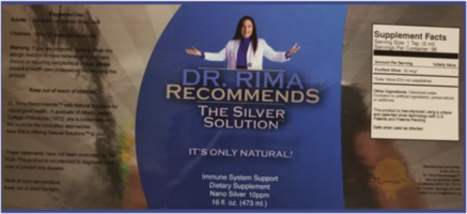 Natural Solutions Foundation's "Dr. Rima Recommends Nano Silver 10ppm."