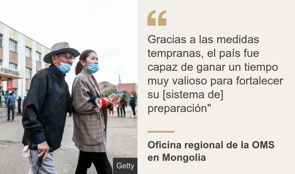 "Gracias a las medidas tempranas, el país fue capaz de ganar un tiempo muy valioso para fortalecer su [sistema de] preparación"", Source: Oficina regional de la OMS en Mongolia, Source description: , Image: 