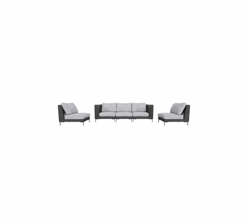 <p><a href="https://go.redirectingat.com?id=74968X1596630&url=https%3A%2F%2Fliveouter.com%2Fproducts%2Fmodular-seating-black-wicker-outdoor-sofa-with-armless-chairs-five-seat%2Fpacific-fog-gray&sref=https%3A%2F%2F" rel="nofollow noopener" target="_blank" data-ylk="slk:Shop Now;elm:context_link;itc:0;sec:content-canvas" class="link ">Shop Now</a></p><p>Black Wicker Outdoor Sectional </p><p>liveouter.com</p><p>$4865.00</p>