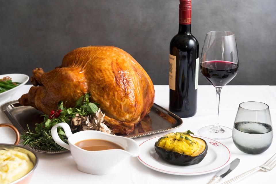 An organic turkey dinner is among the selections on Cafe Boulud's three-course Thanksgiving menu.