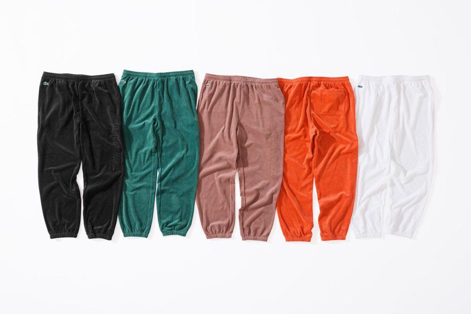 <p><strong>Velour Track Pant</strong></p><p><a rel="nofollow noopener" href="http://www.supremenewyork.com/shop" target="_blank" data-ylk="slk:SHOP SUPREME;elm:context_link;itc:0;sec:content-canvas" class="link ">SHOP SUPREME</a></p>