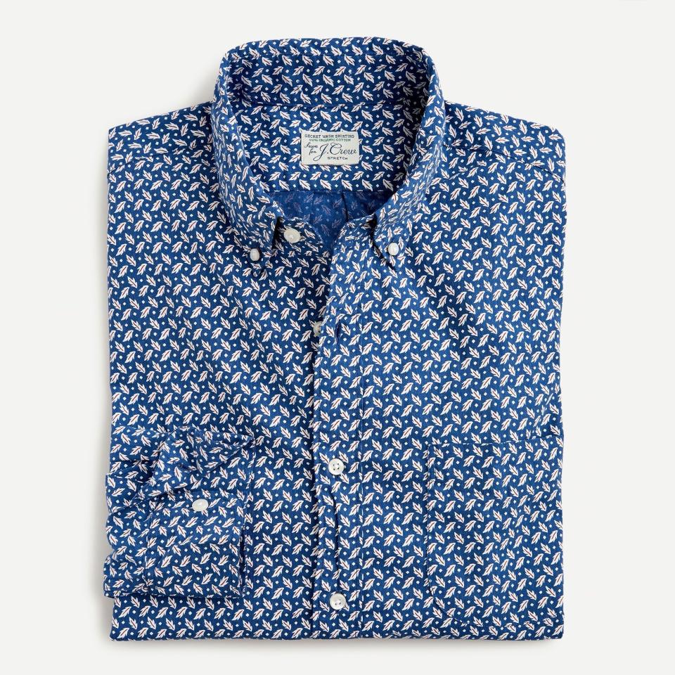 Stretch Secret Wash Cotton Poplin Shirt in Print